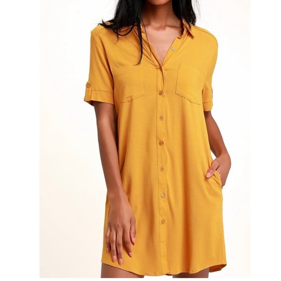 Lulus Oxford Comma Shirt Dress - Picture 2 of 4